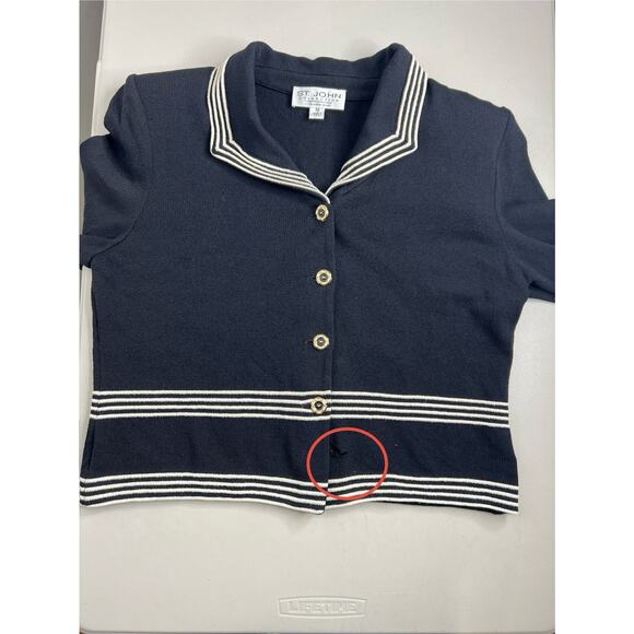 St. John Collection by Marie Gray Womens Black White Sweater Size 12 READ - Picture 3 of 9